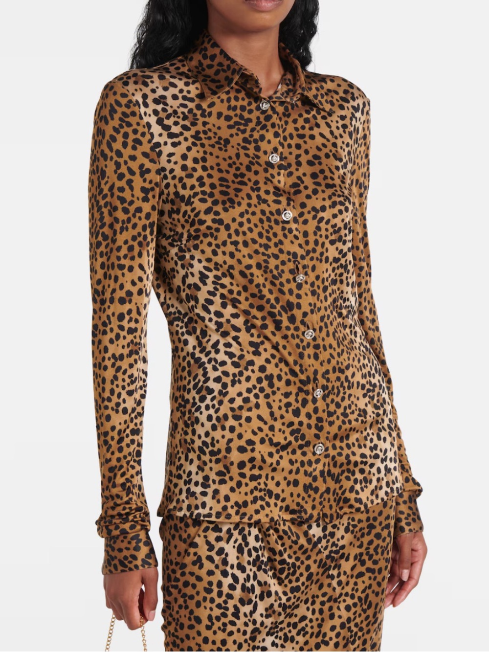Versace Leopard Print Satin Button-Down Shirt